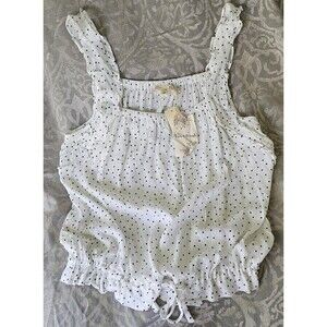 Hem & Thread Polka Dot Ruffle Tank Top. Sz Lg